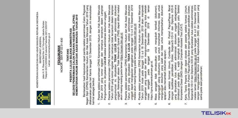 Kemenkumham Sultra Umumkan 9.661 Pelamar CASN Lolos Berkas