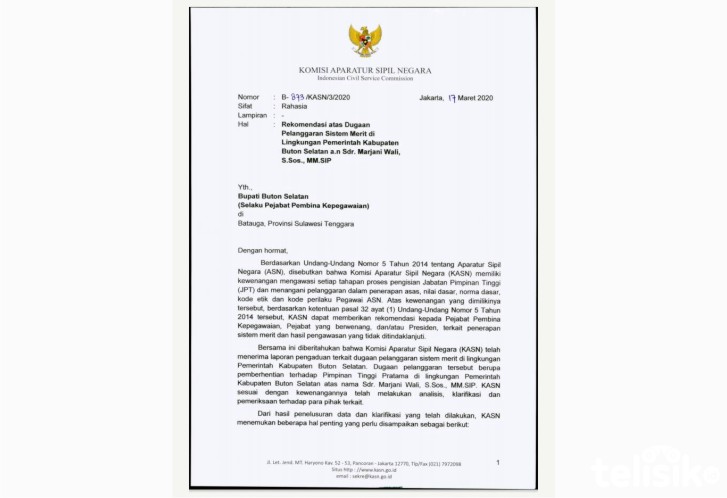 KASN Minta Bupati Busel Kembalikan Jabatan Marjani Wali