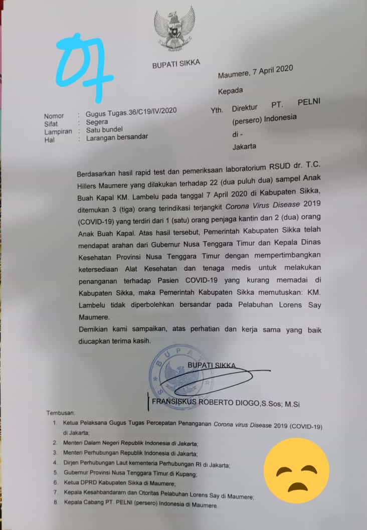 Tiga ABK Lambelu yang Sandar di Baubau Terindikasi Terjangkit COVID-19