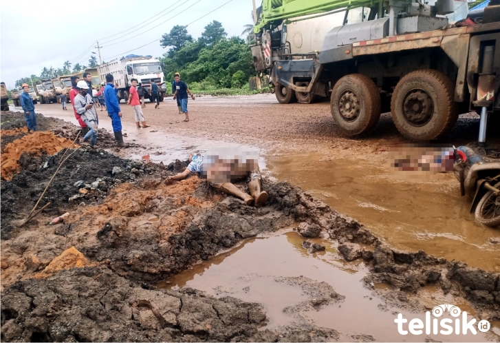 Kecelakaan Antara Truk Crane dengan Sepeda Motor, Dua Orang Tewas