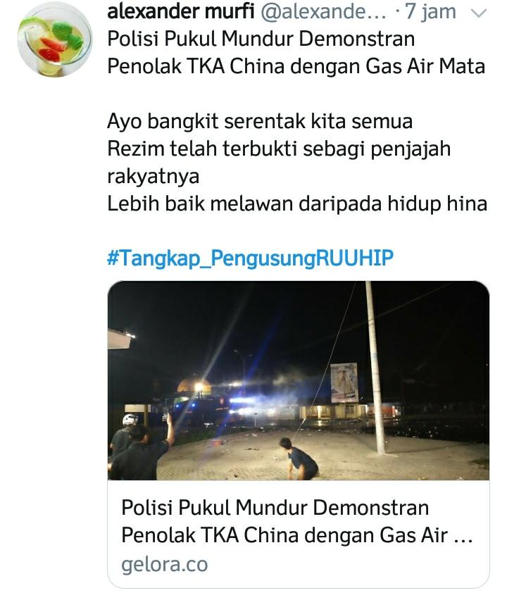 Trending di Twitter, Demo TKA di Kendari Pakai Tagar Tangkap_PengusungRUUHIP
