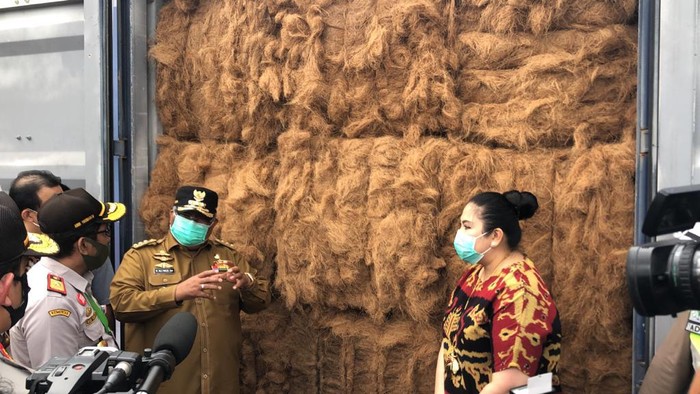 Sultra Ekspor Perdana Serabut Kelapa ke China