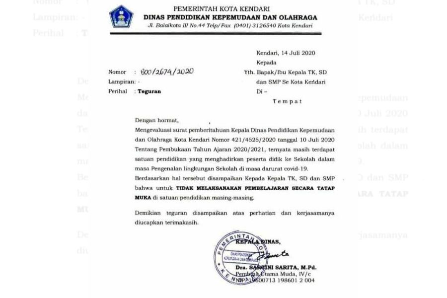Di Tengah Pandemi, SD di Kendari Terindikasi Hadirkan Siswa Saat PLS