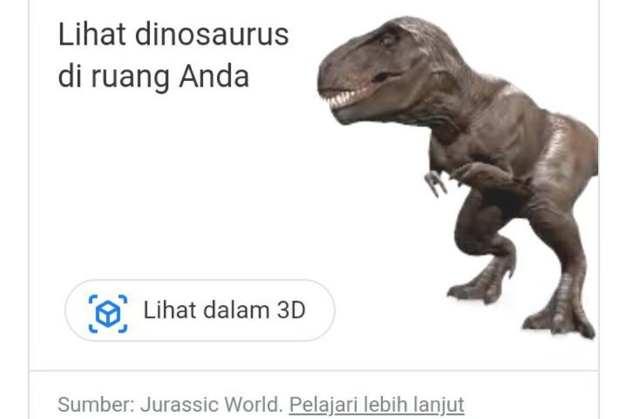 Dinosaurus 3D Kini Hadir di Ponsel Anda