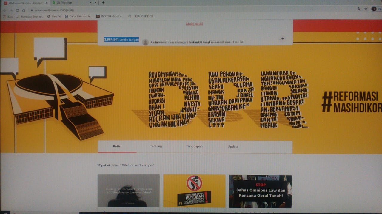 Jutaan Orang Suarakan Kembali Gerakan Tolak Tagar Reformasi Dikorupsi