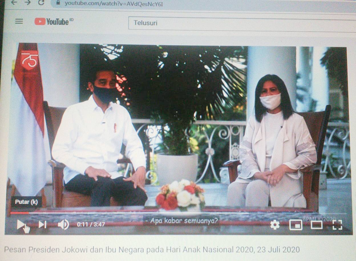 Peringati Hari Anak, Presiden Jokowi bersama Ibu Negara Sampaikan Pesan Secara Virtual