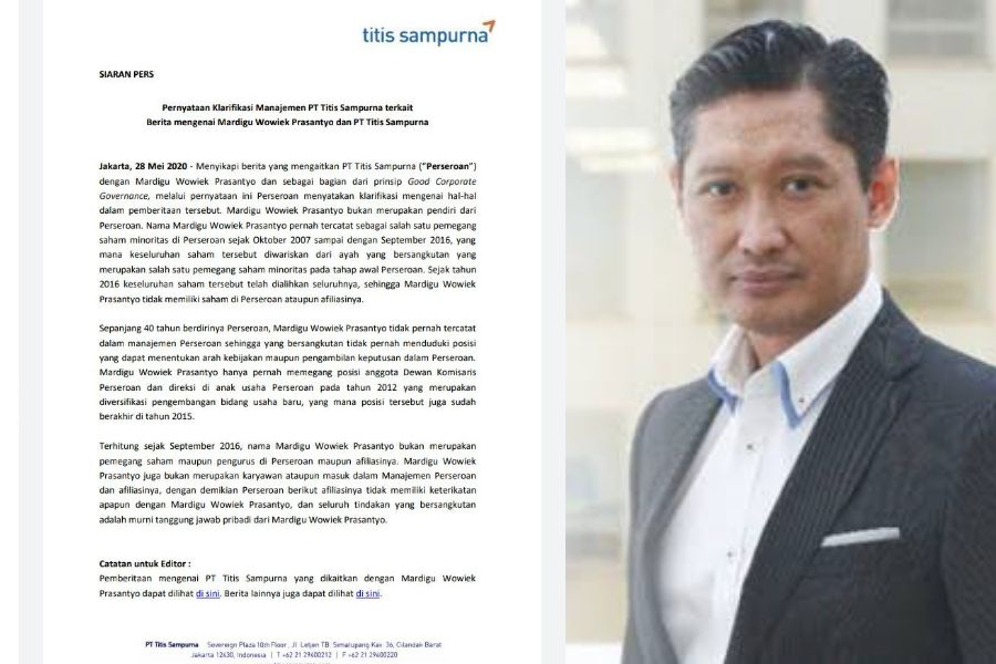 PT Titis Sampurna: Mardigu Wowiek Tidak Miliki Keterkaitan dengan Perseroan