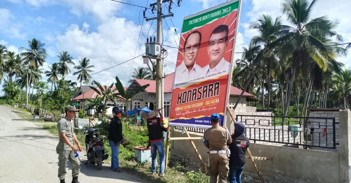 Langgar Aturan, Ratusan Alat Peraga Kampanye Diturunkan Bawaslu Konut
