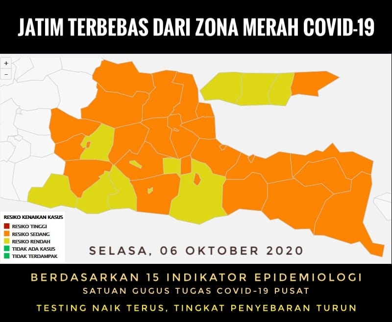 Kampanye Bermasker Masif, Jatim Bebas Zona Merah COVID-19