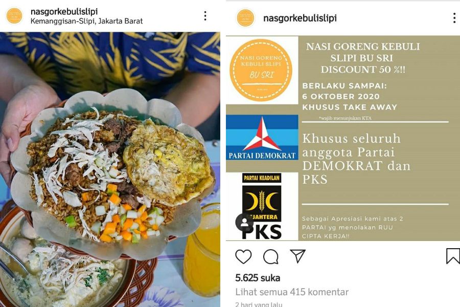 Tolak UU Cipta Kerja, Kader PKS dan Demokrat Dapat Discount 50 Persen di Rumah Makan Ini