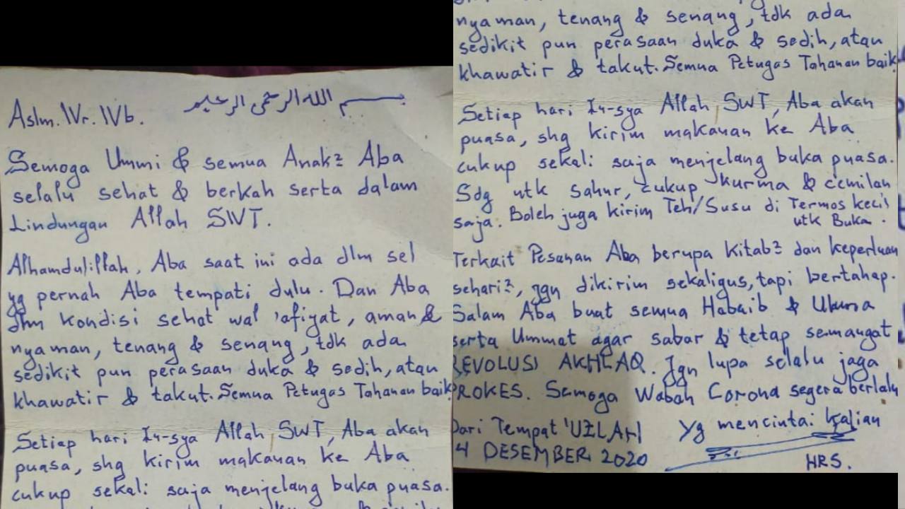 Habib Rizieq Suarakan Revolusi Akhlak Dibalik Jeruji