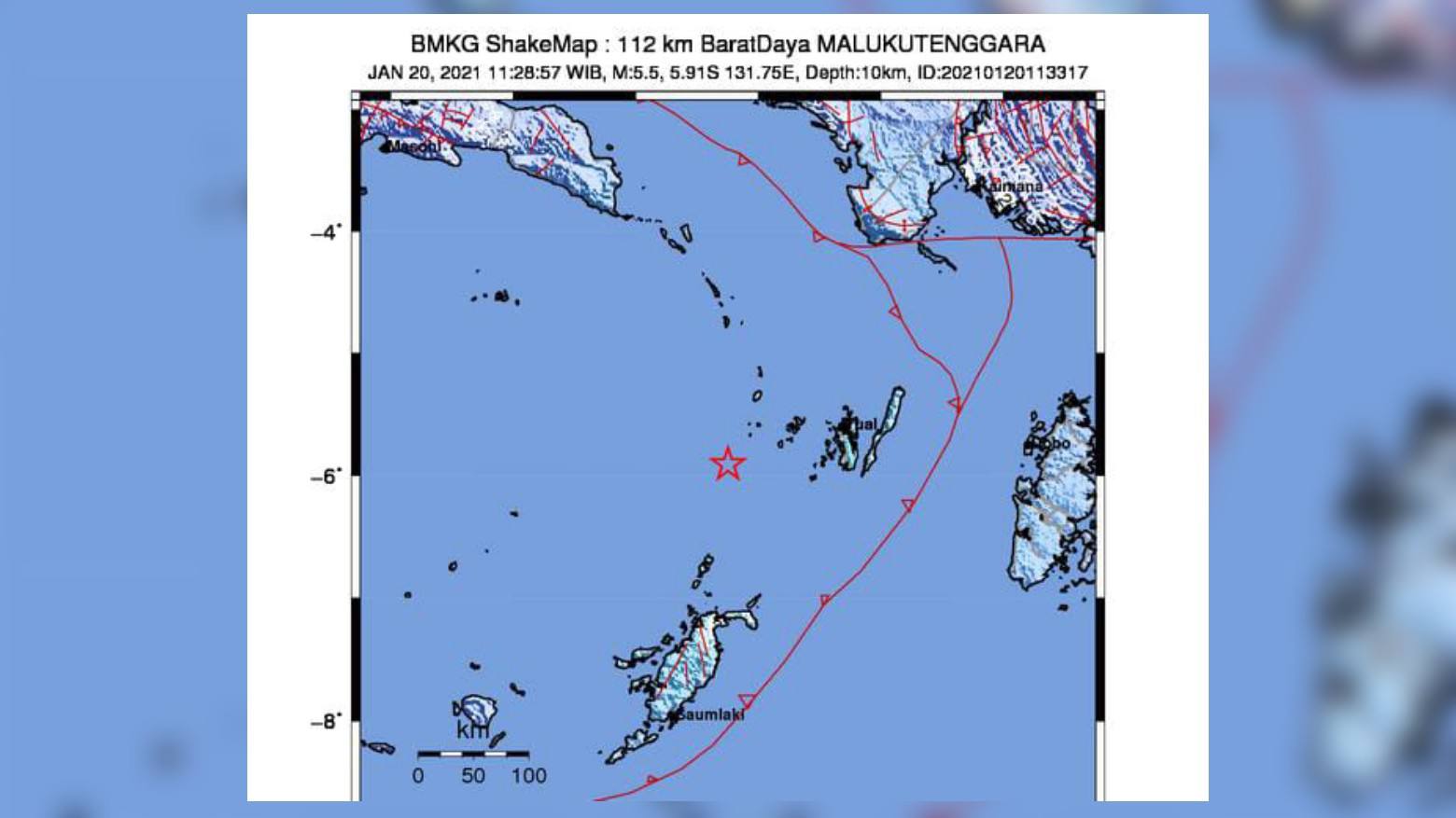 Gempa Berkekuatan M5,5 Guncang Maluku Tenggara