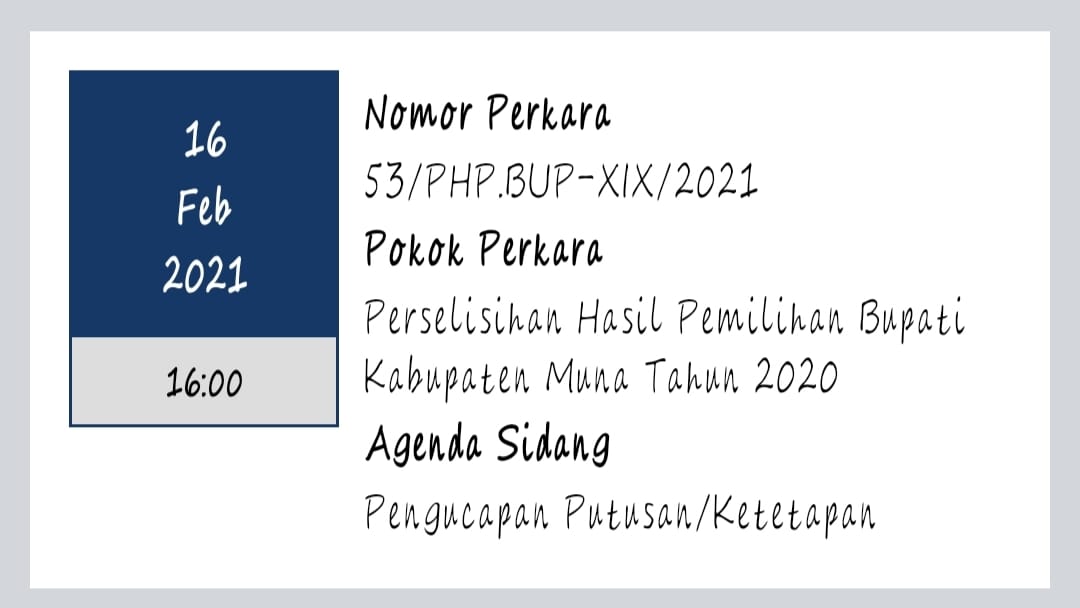 16 Februari MK Putuskan PHP Pilkada Muna
