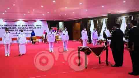 Ali Mazi Lantik Tiga Bupati Terpilih Hasil Pilkada 2020