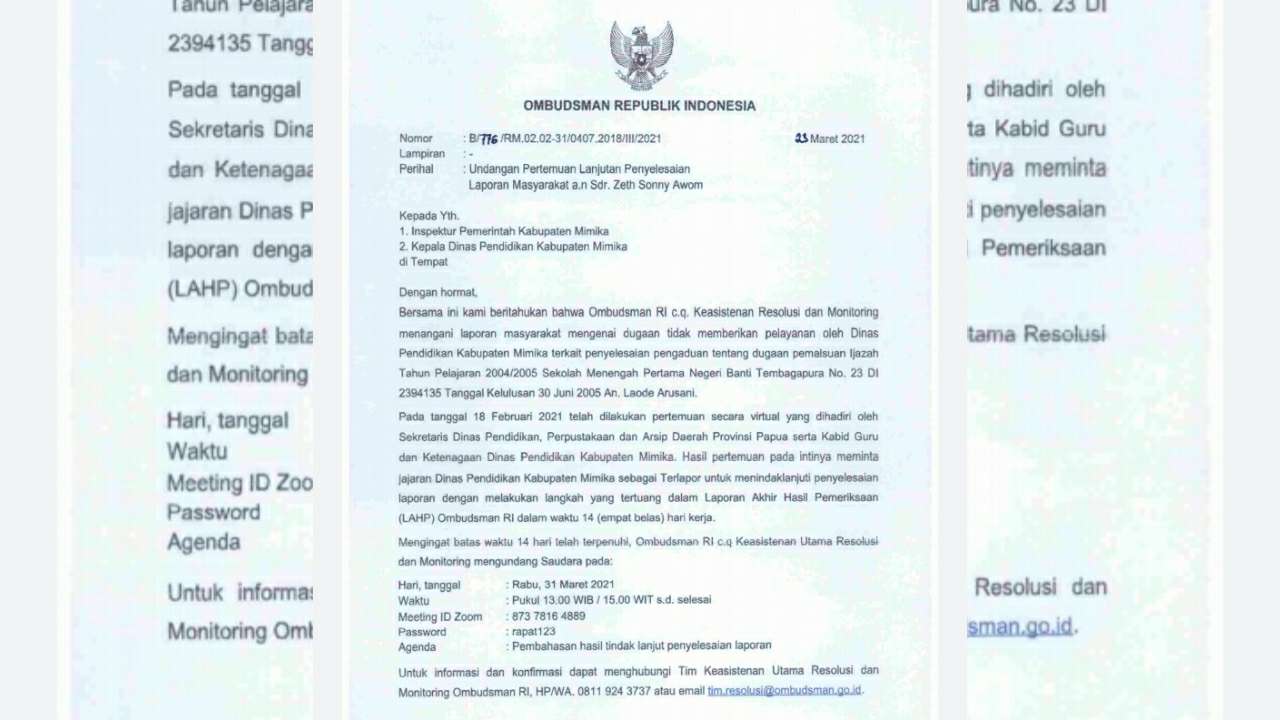 Besok, Kasus Dugaan Ijazah Palsu Bupati Busel di Ombudsman Berlanjut