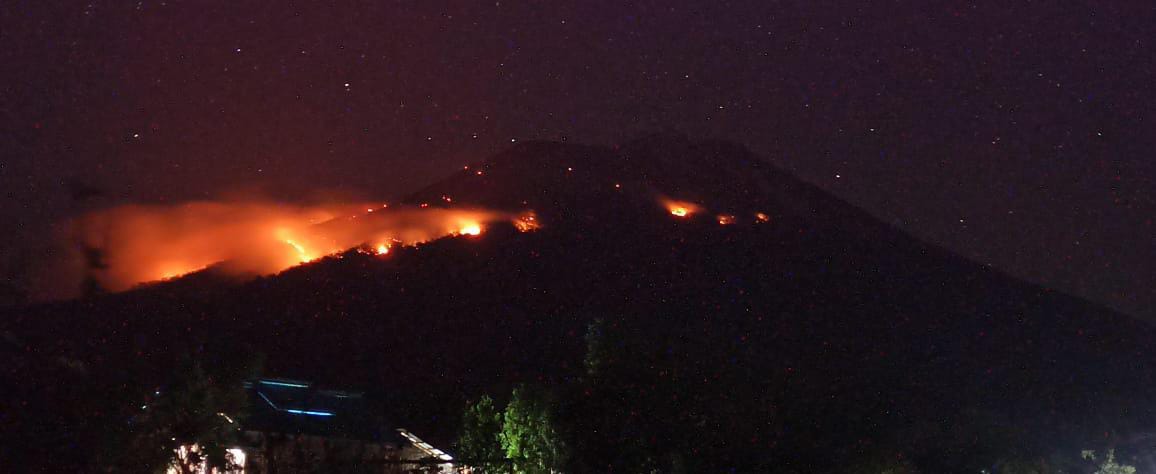 Lontaran Lava Pijar Erupsi Gunung Ile Lewotolok Sebabkan Kebakaran Hutan dan Lahan