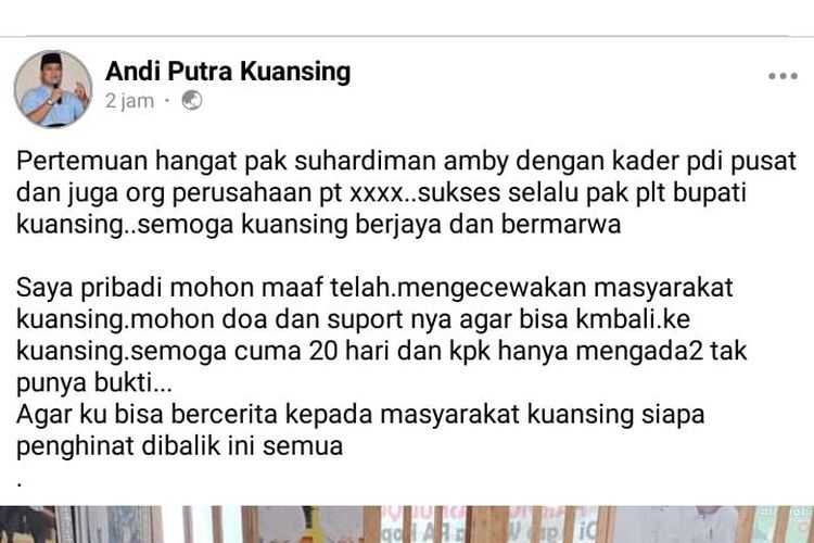 Gegara Bikin Status di Facebook, Kamar Tahanan Bupati Kuansing Digeledah