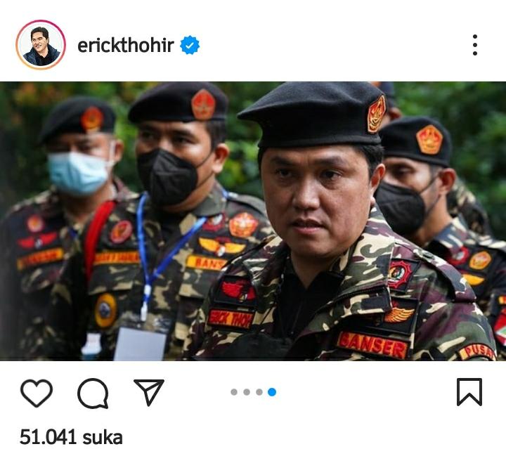 Viral Erick Thohir Jadi Anggota Banser, Warganet: Sedang Bidik RI 1 atau RI 2