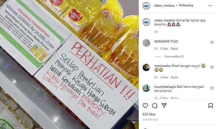 Viral: Beli Minyak Goreng Wajib Ada KK dan Bukti Vaksin, Netizen: Kalau NPWP dan BPJS?