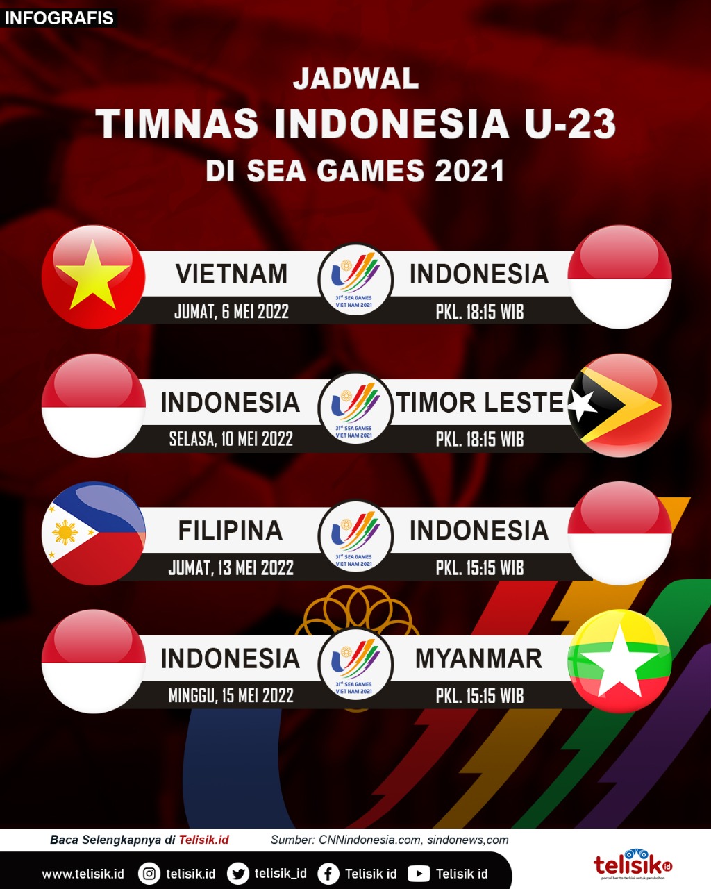 Infografis: Jadwal Timnas Indonesia U-23 di SEA Games 2021
