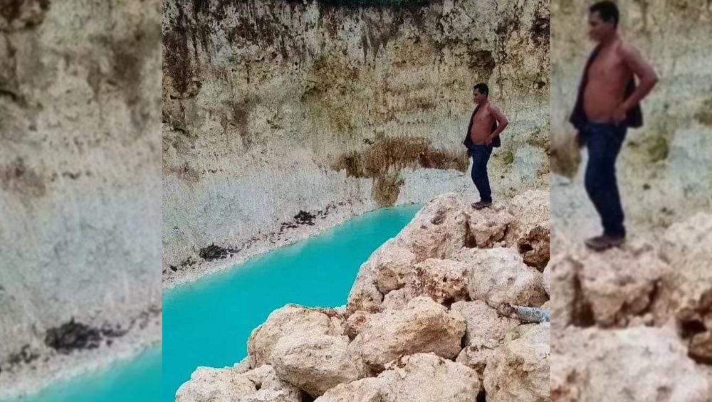 Mata Air Berwarna Biru Ditemukan di Antara Galian Tanah Kapur di Muna