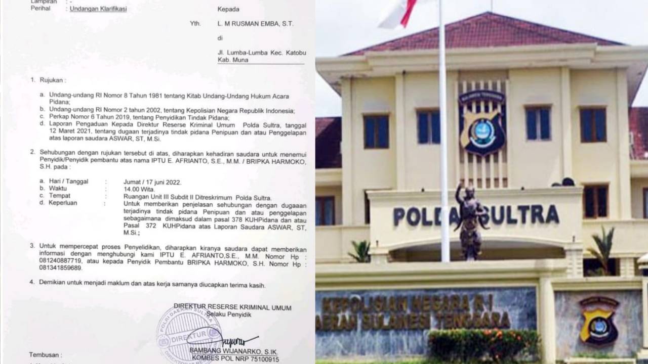 Pemanggilan Rusman Emba di Polda, Penyidik: Bukan Terlapor, Hanya Saksi