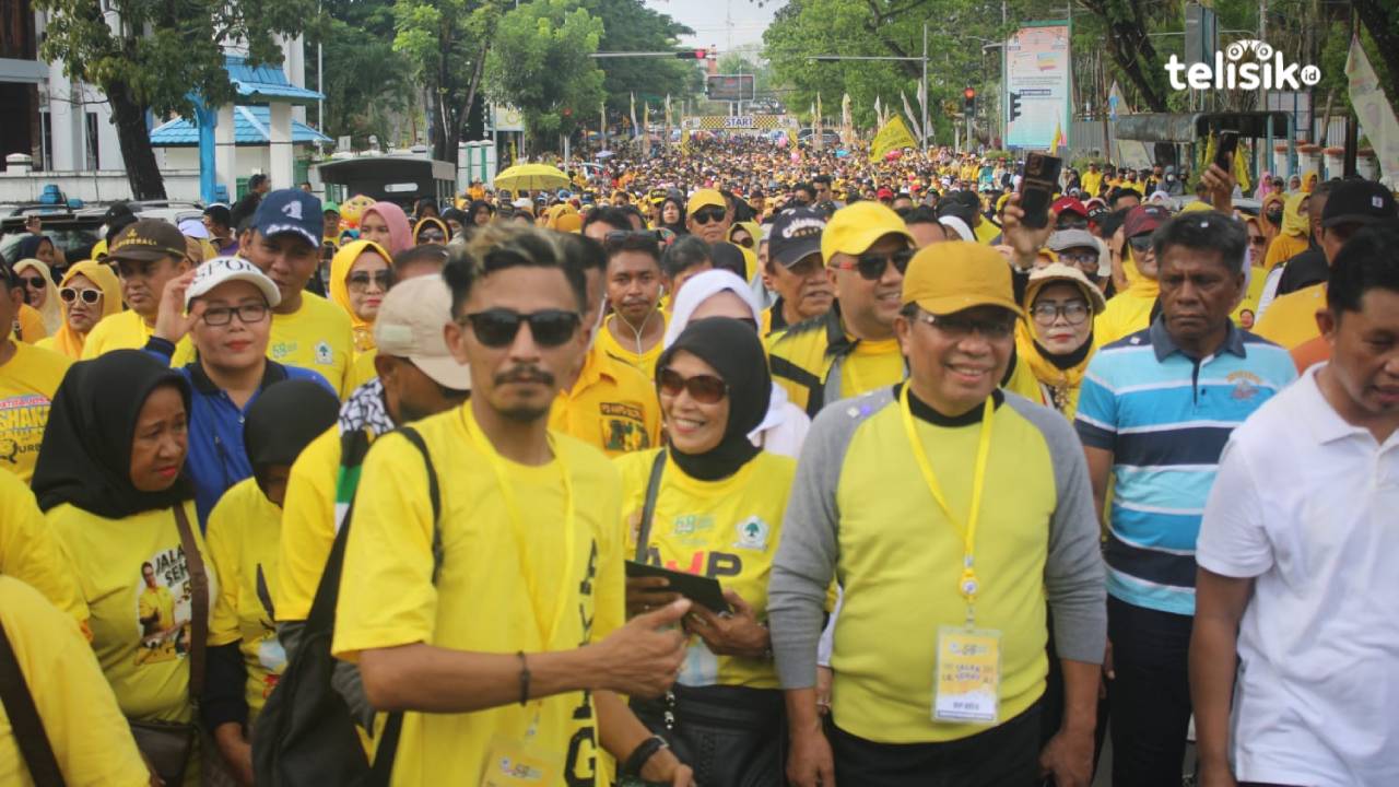 Kendari Menguning, Ribuan Masyarakat Ikut Jalan Sehat Partai Golkar