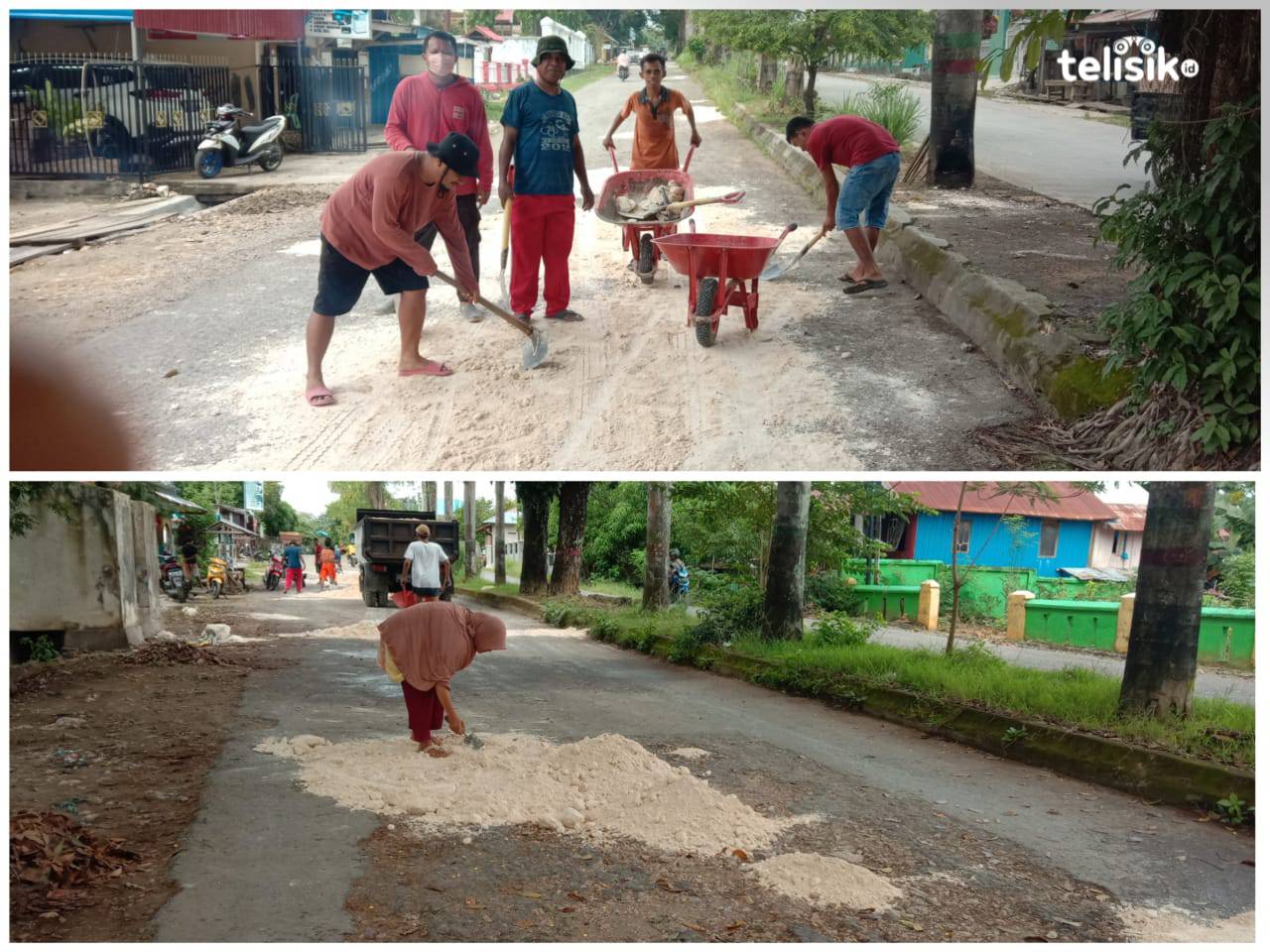 Rawan Kecelakaan, Warga Swadaya Perbaiki Jalan