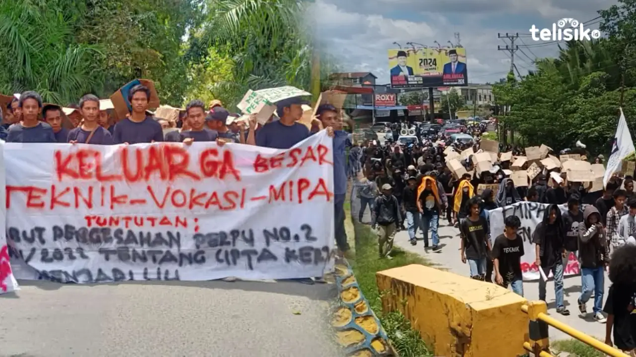 Mahasiswa UHO Long March Tolak Pengesahan Perpu Cipta Kerja