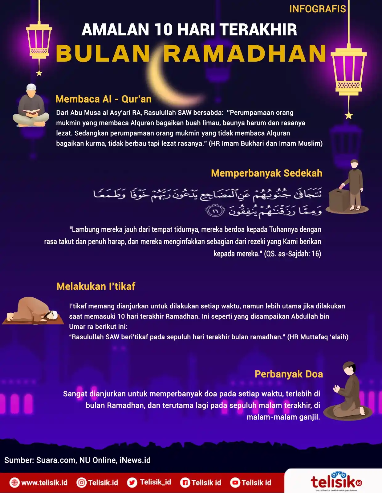 Infografis: Amalan 10 Malam Terakhir Bulan Ramadhan, Dianjurkan Nabi Muhammad SAW 