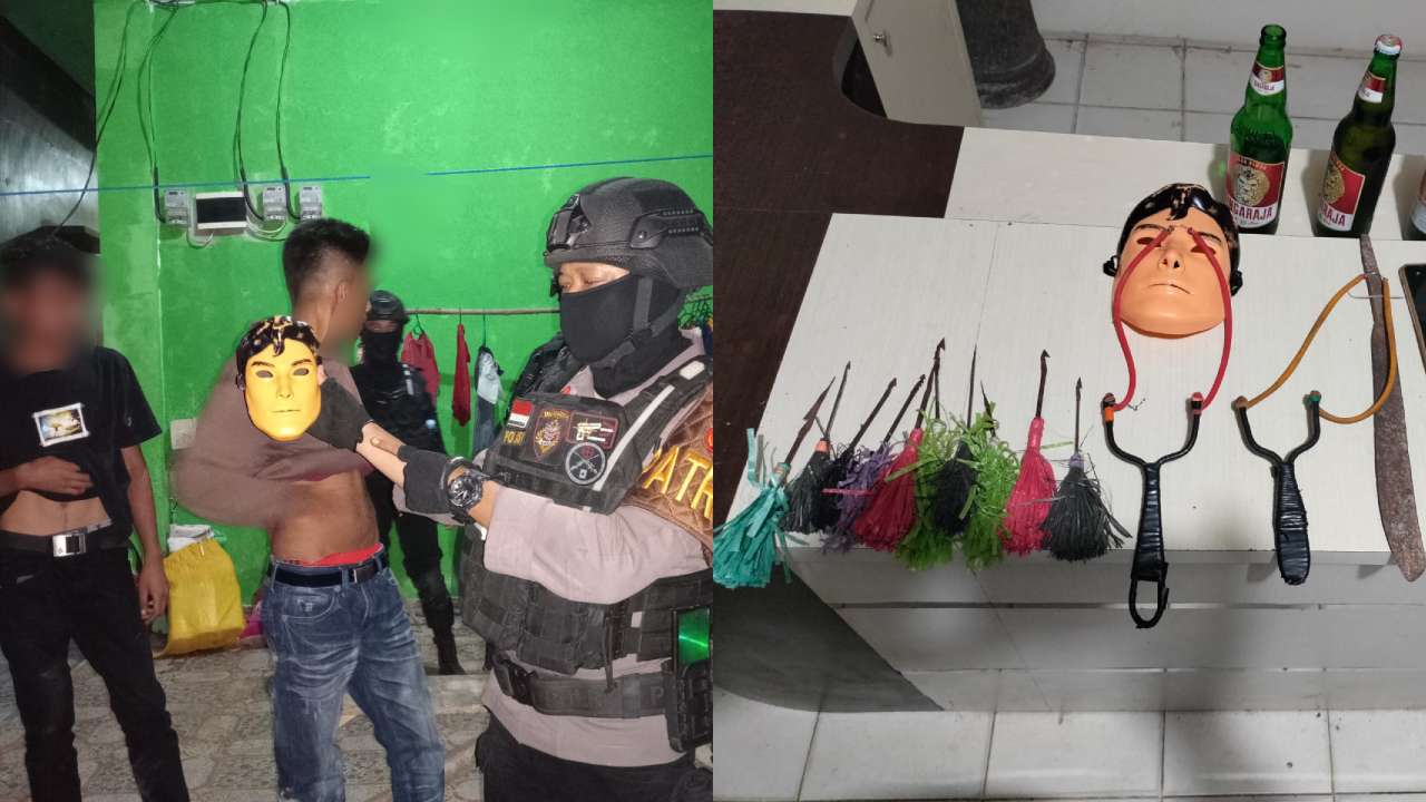 Pesta Miras di Depan Kampus UHO Kendari, 10 Orang Diamankan Beserta Busur dan Topeng