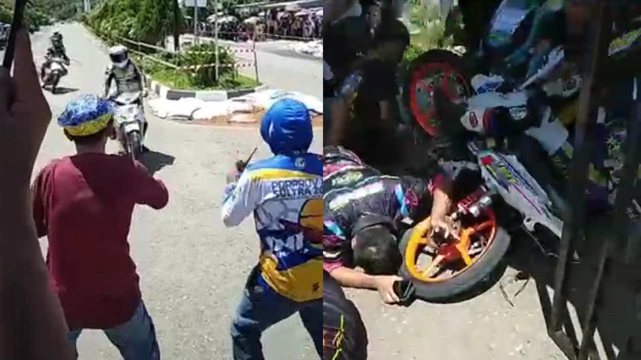 Road Race Perdana di Kolaka Timur Diwarnai Insiden Kecelakaan, Pembalap dan Penonton Luka Parah