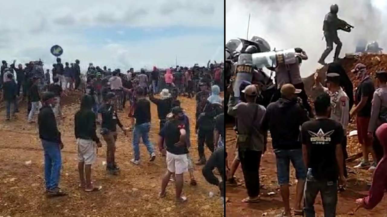 Bentrokan Warga dengan Aparat Kepolisian Pecah di Mandiodo Konawe Utara