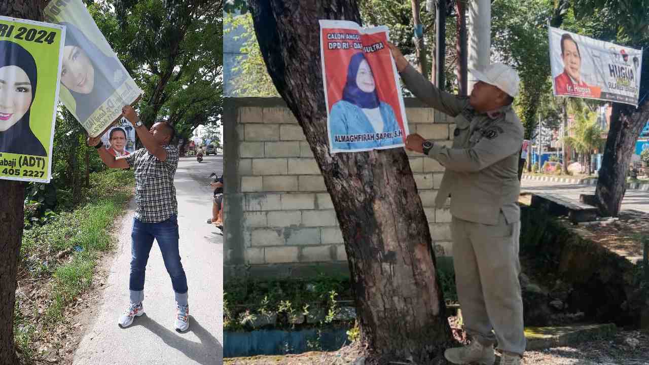Bikin Rusak Pemandangan, Satpol PP Tertibkan APK di Kota Kendari