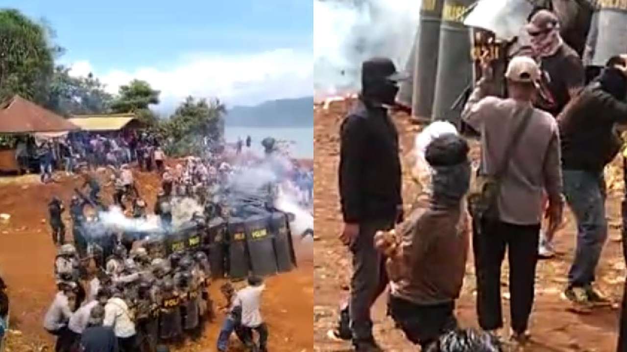 Detik-Detik Bentrok Warga dan Polisi di Konawe Utara, Lemparan Batu Dibalas Tembakan Gas Air Mata