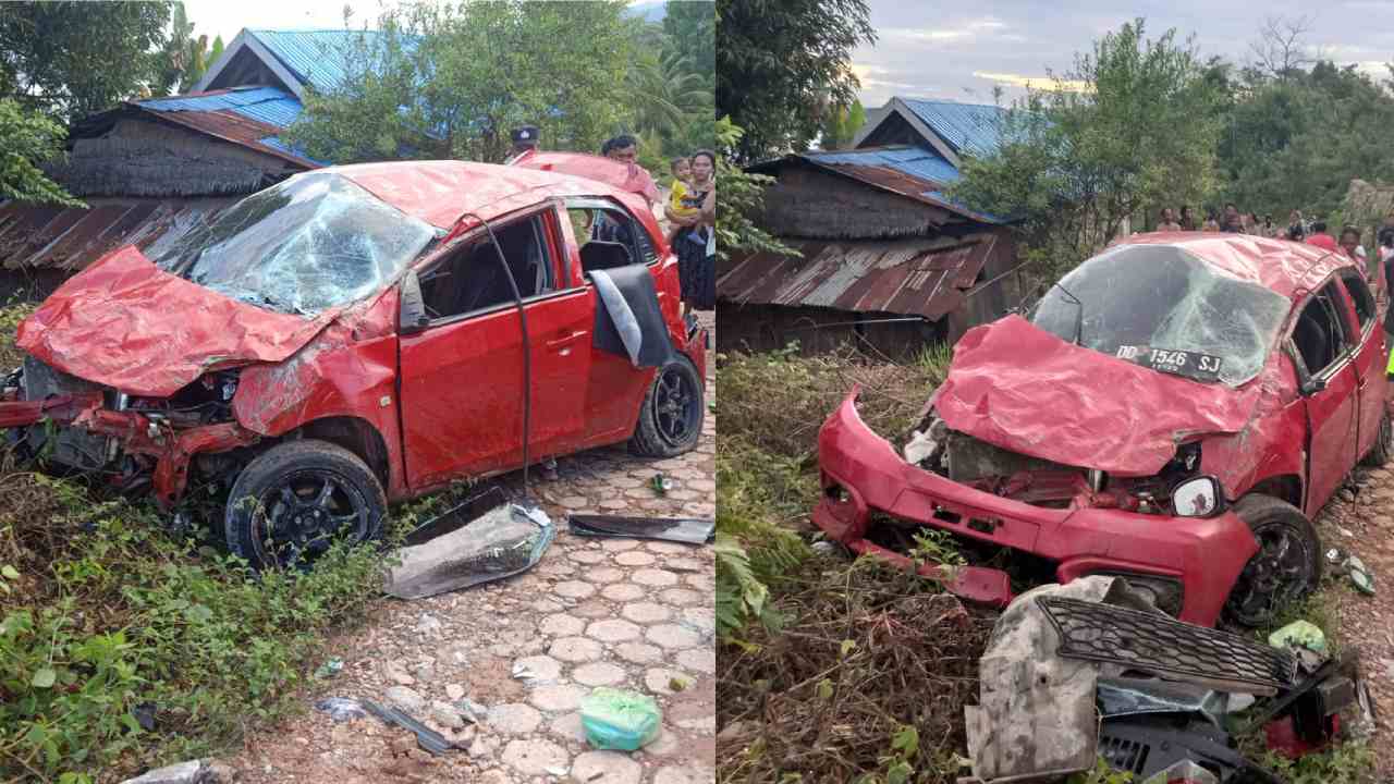 Tragedi Honda Brio Merah Terjun Bebas di Jalan Poros Kendari-Toronipa