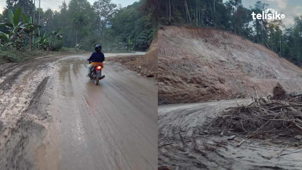 Jalan Poros Kabupaten Kolaka-Kolaka Timur Licin dan Berlumpur, Bahayakan Pengguna Jalan
