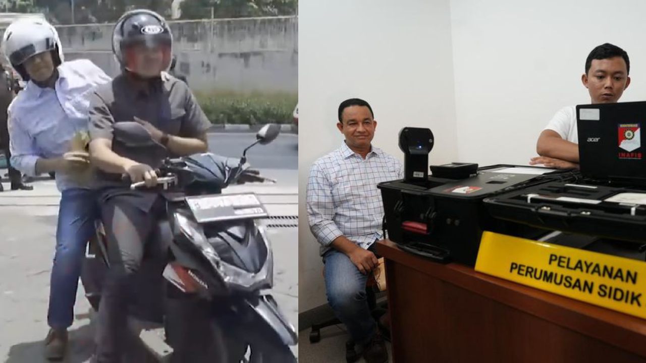 Anies Baswedan Naik Motor Urus SKCK  untuk Pilpres 2024