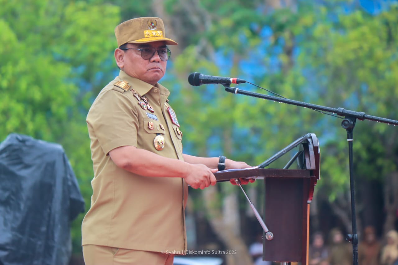 ASN Soraki Andap di Apel Pertama sebagai Pj Gubernur Sulawesi Tenggara, Ngeluh Hujan