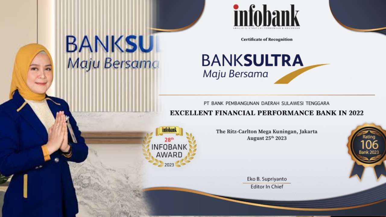 Kinerja Baik Selama 2 Dekade, Bank Sultra Raih Tropi Platinum di Infobank Award 2023