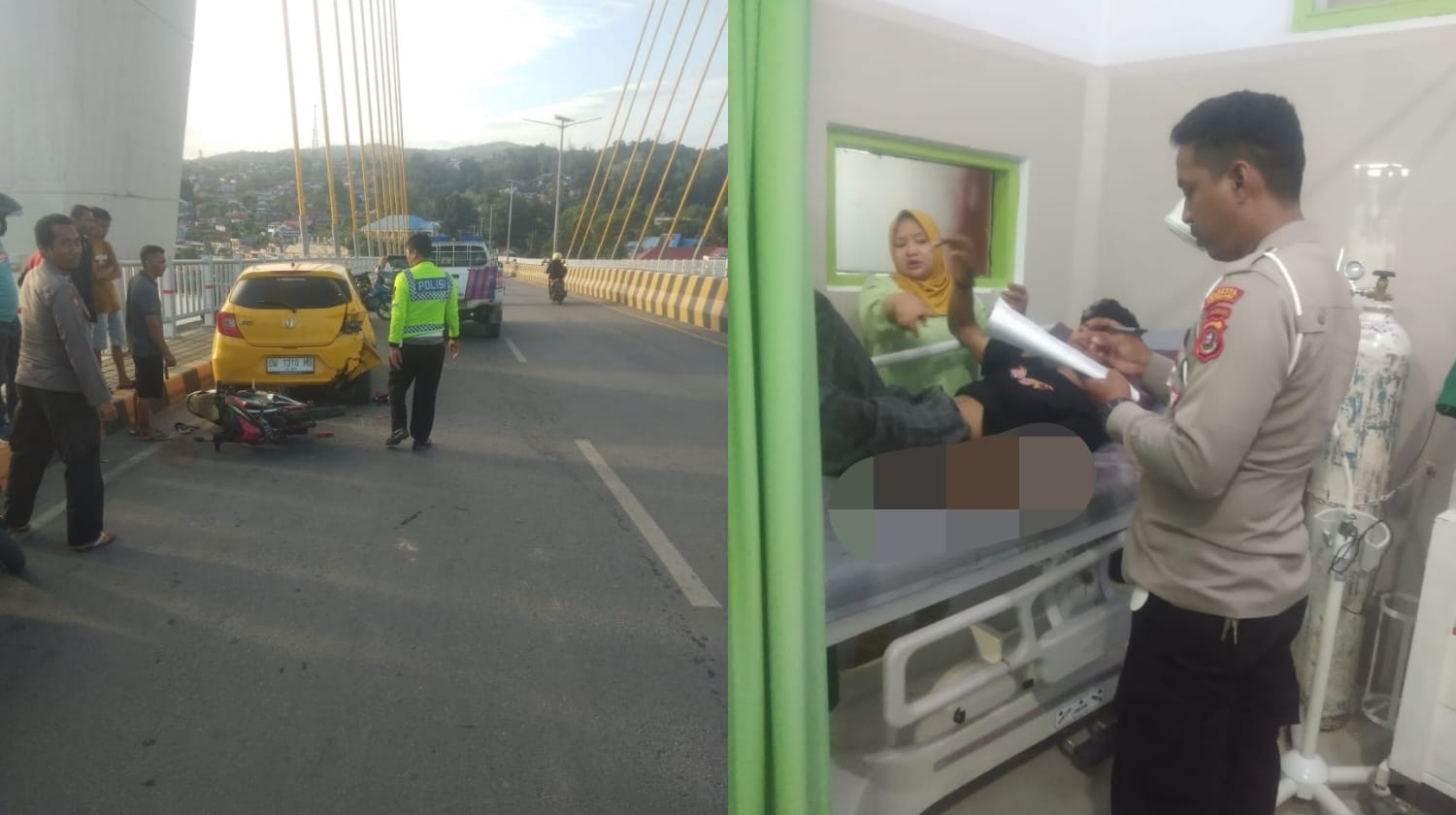 Kronologi Pengendara Motor Tabrak Mobil Parkir di Jembatan Teluk Kendari Hingga Patah Tulang