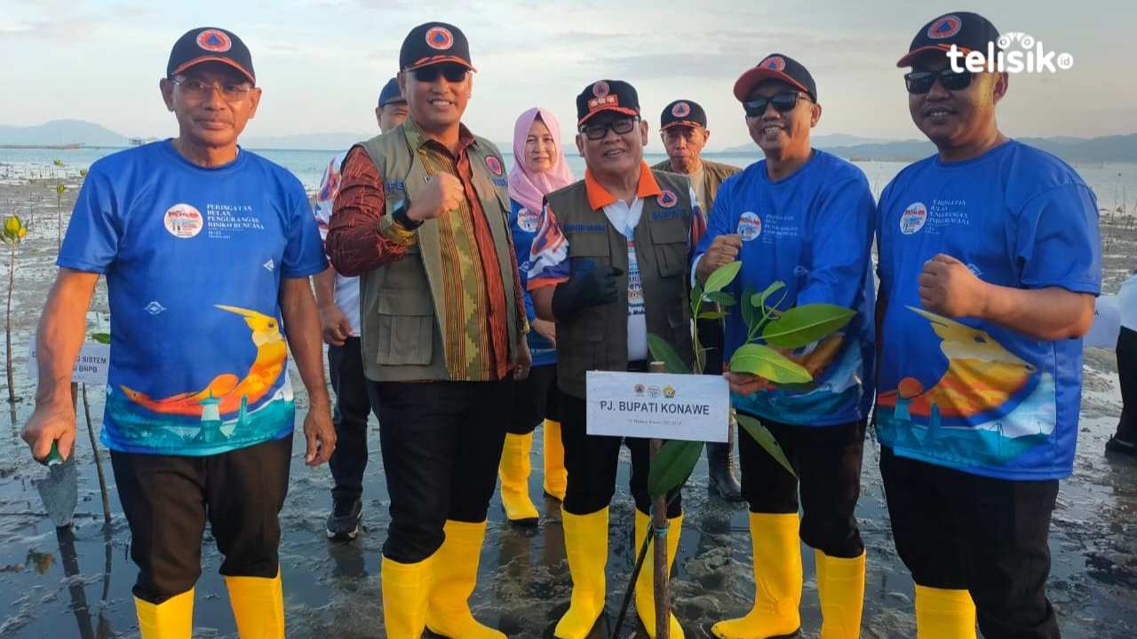 Pj Bupati Konawe Turut Tanam Mangrove pada Bulan Pengurangan Risiko Bencana