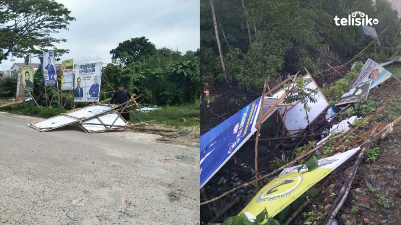 Puluhan Baliho Caleg Terjun ke Laut