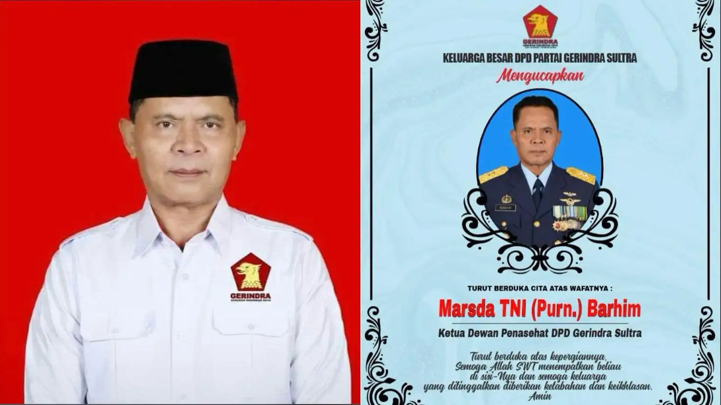 Marsda TNI (Purn) Barhim Caleg Partai Gerindra Sulawesi Tenggara Meninggal Dunia