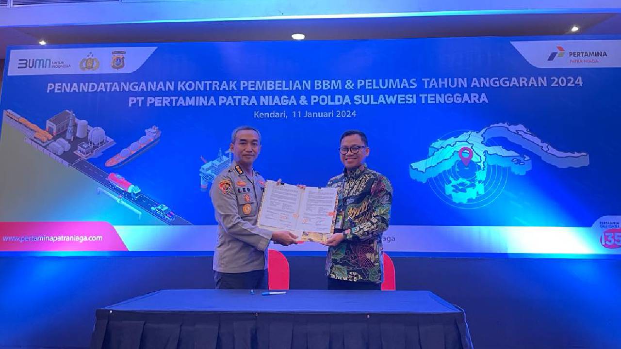 Sinergi Polda Sulawesi Tenggara dan Pertamina Patra Niaga, Teken Kontrak BBM Senilai Rp 37 Miliar