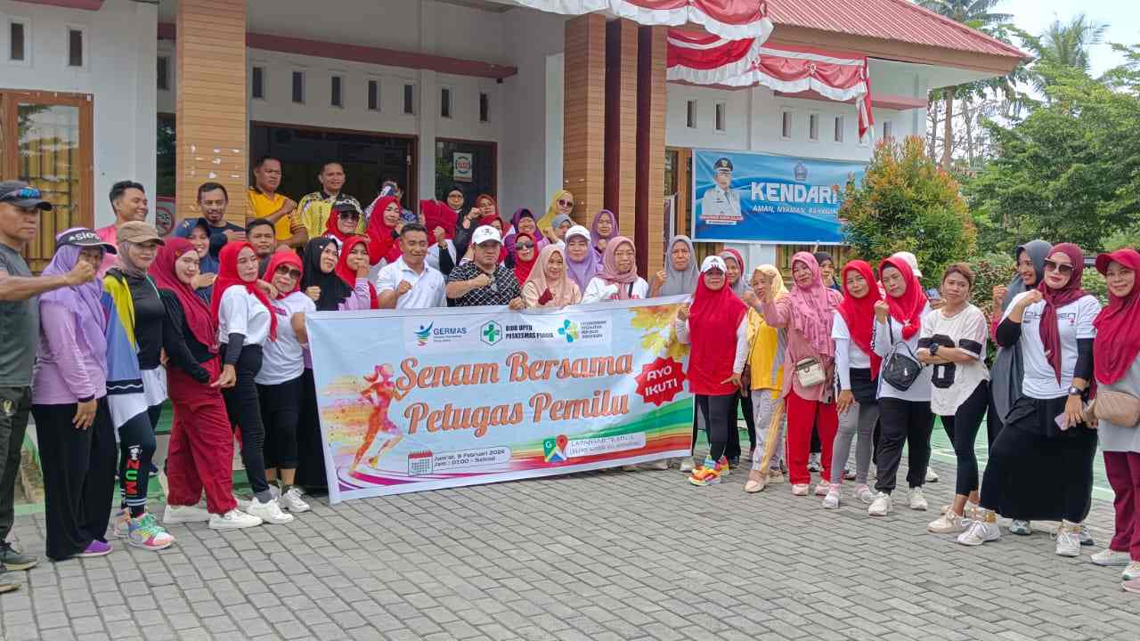 Senam Bersama dan Skrining Kesehatan, Jamin Kebugaran Petugas Pemilu Kota Kendari