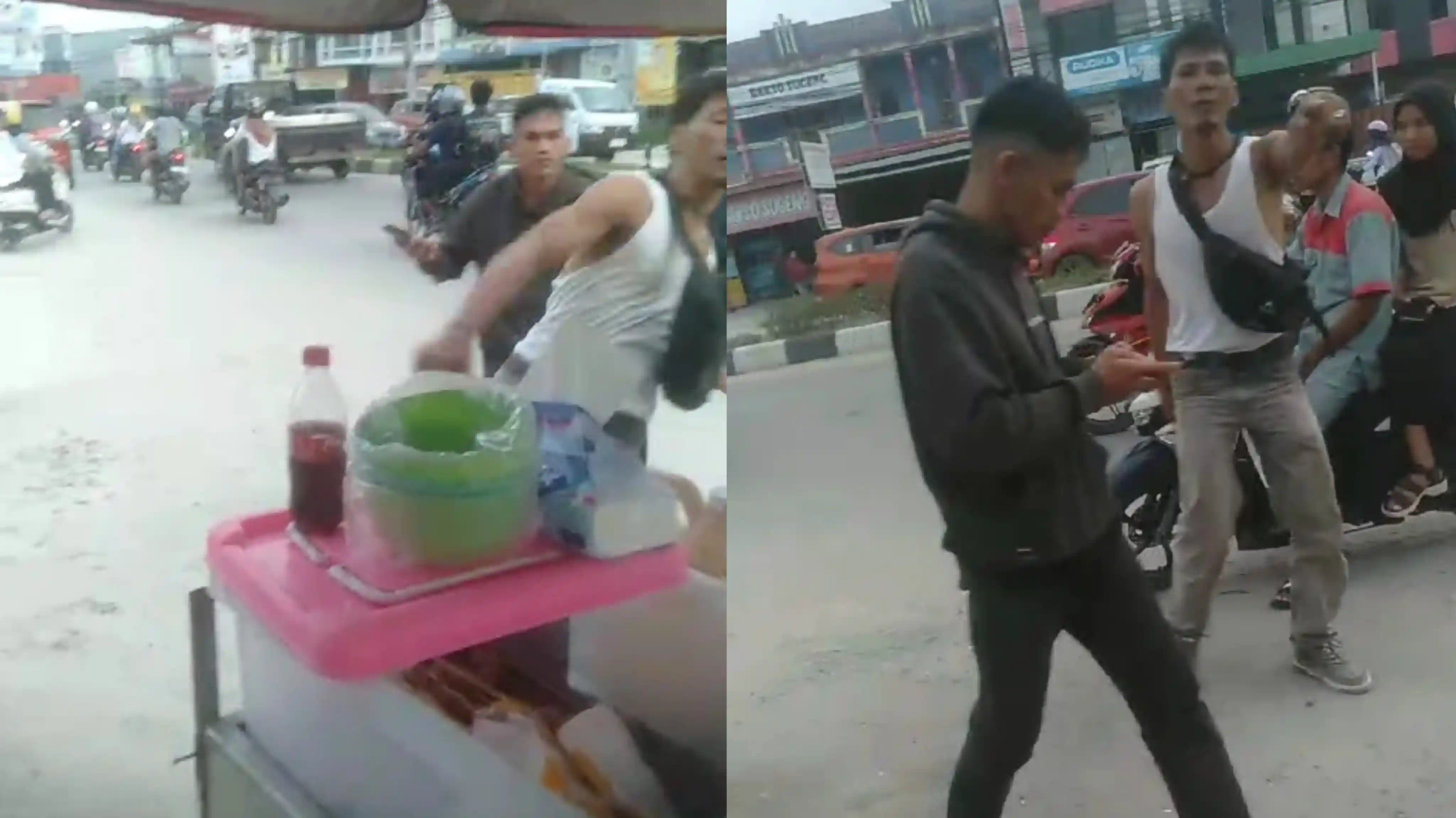 Viral Pemuda Ngamuk Tendang Gerobak Siomay, Penjual Diancam di Depan Mandala Waluya Kendari