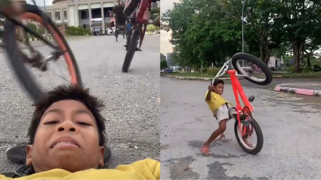 Bocah di Kota Raha Lakukan Aksi Berbahaya, Nyaris Lindas Kepala Rekannya Pakai Sepeda