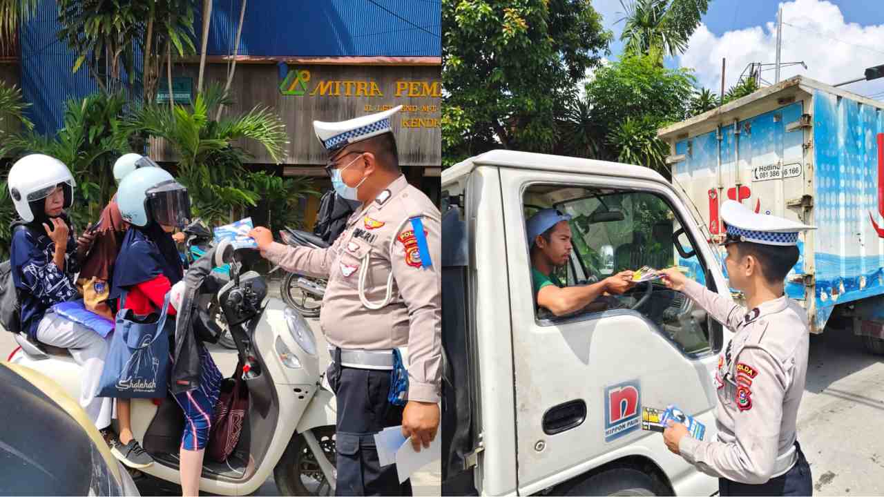 Satgas Keselamatan Anoa Operasi di Perempatan Lampu Pasar Baru Kendari