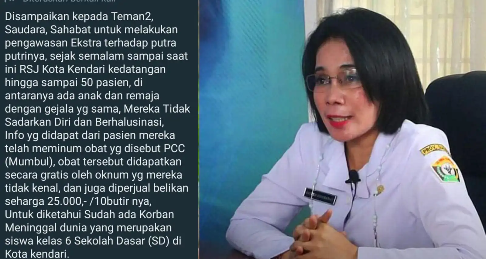 Beredar Isu Puluhan Remaja Kendari Masuk Rumah Sakit hingga Tewas Keracunan PCC